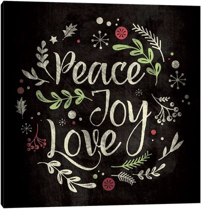 Peace Joy Love Canvas Art Print - Christmas Signs & Sentiments