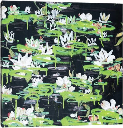 Black Nympheas Canvas Art Print - Water Lilies Collection