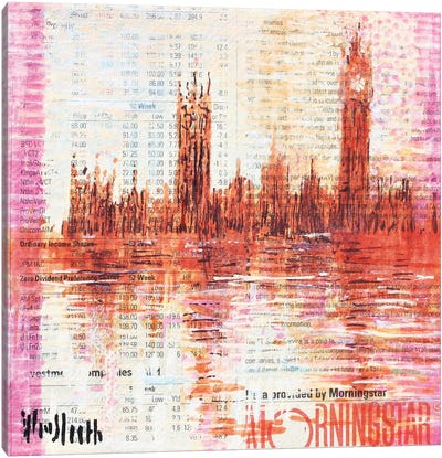 Westminster, The Colour Of Monet (Ten Pounds) Canvas Art Print - Wayne Sleeth