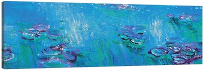 Giverny, Fluorescent Blue Canvas Art Print - Water Lilies Collection