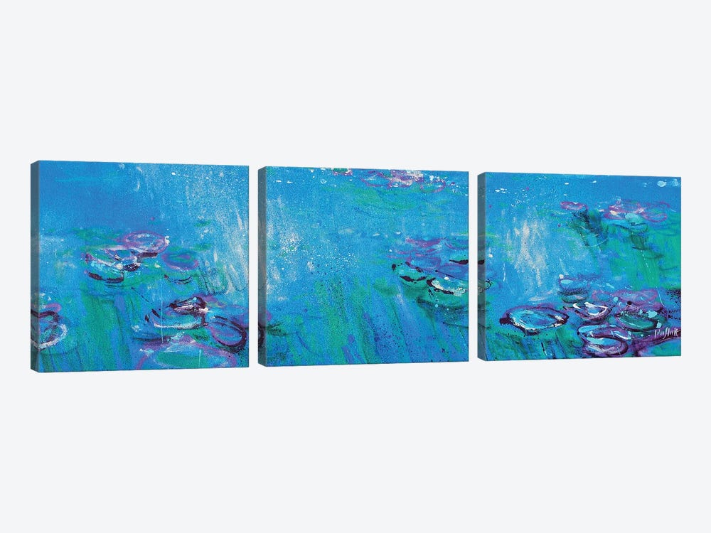 Giverny, Fluorescent Blue by Wayne Sleeth 3-piece Canvas Wall Art