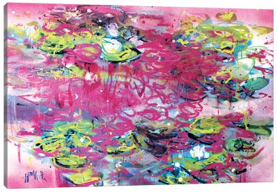 Monet Monet Monet In Carmin Canvas Art Print - Water Lilies Collection