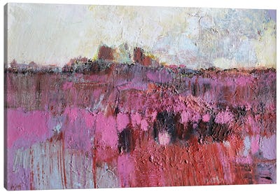 Landscape With Ruins Canvas Art Print - Pantone 2023 Viva Magenta