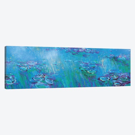 Giverny Panorama In Fluo Blue Canvas Print #WSL256} by Wayne Sleeth Canvas Artwork