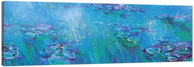 Giverny Panorama In Fluo Blue Canvas Art Print - Giverny