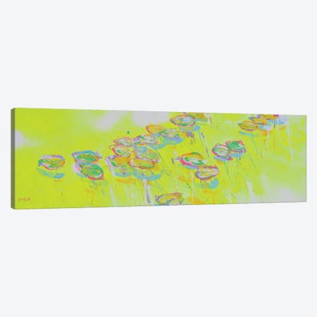 Giverny Panorama In Fluo Yellow Canvas Print #WSL257} by Wayne Sleeth Canvas Artwork
