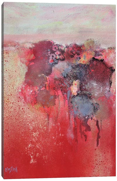 Trees In A Red Landscape Canvas Art Print - Wayne Sleeth