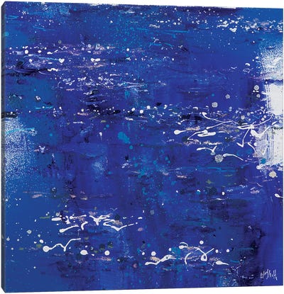 No. 34B Canvas Art Print - Black, White & Blue Art