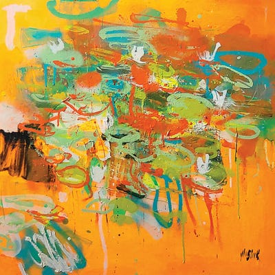 Canvas Print: Giverny Composition In Orange by Wayne Sleeth - thumbnail