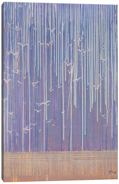 Gulls Canvas Art Print - Purple Abstract Art
