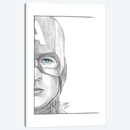 Captain America Canvas Print #WTM16} by Marta Wit Canvas Art