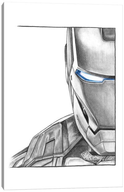 Iron Man Canvas Art Print - Hyper-Realistic & Detailed Drawings
