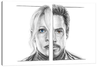 Pepper And Tony Canvas Art Print - Hyper-Realistic & Detailed Drawings