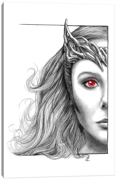 Scarlet Witch Canvas Art Print - Black, White & Red Art