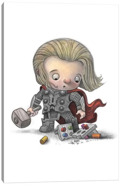 Baby Thor Canvas Art Print - The Avengers