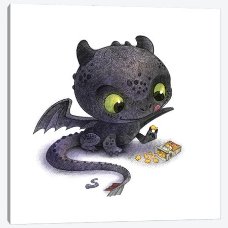 Baby Toothless Canvas Print #WTY104} by Will Terry Canvas Art Print