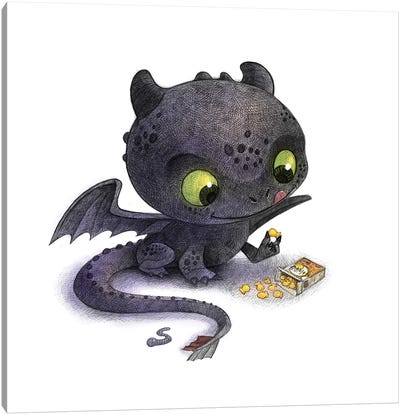 Baby Toothless Canvas Art Print - Other Animated & Comic Strip Characters