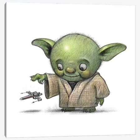 Baby Yoda Canvas Print #WTY113} by Will Terry Art Print