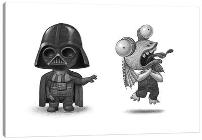Darth Death Choke Jar Jar Canvas Art Print - Star Wars