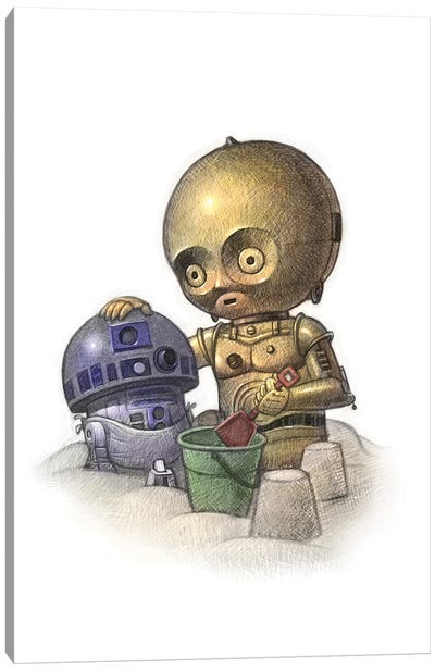 Baby C-3PO and R2-D2 Canvas Art Print