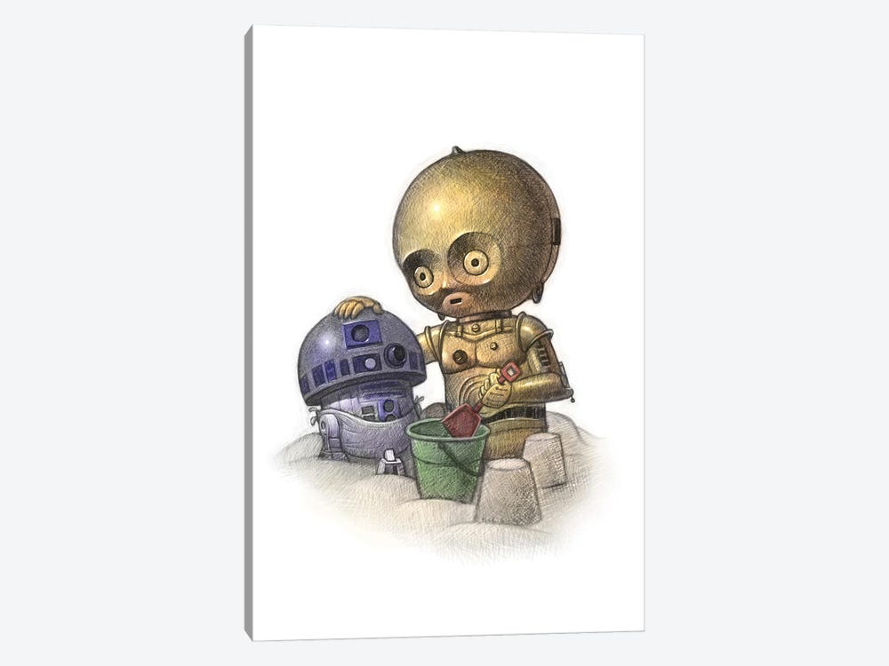 Baby C-3PO and R2-D2 by Will Terry 1-piece Canvas Art Print