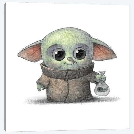 Baby Grogu Canvas Print #WTY42} by Will Terry Canvas Wall Art