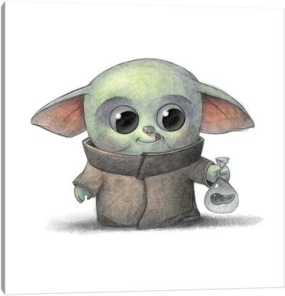 Baby Grogu Canvas Art Print - Star Wars