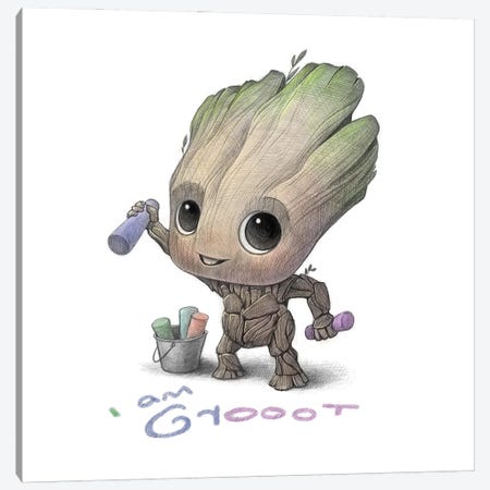 Baby Groot Canvas Print #WTY43} by Will Terry Canvas Artwork