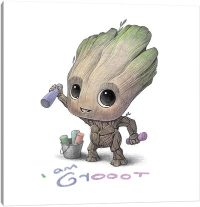 Baby Groot Canvas Art Print - Guardians Of The Galaxy