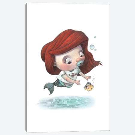Baby Little Mermaid Canvas Print #WTY63} by Will Terry Canvas Artwork
