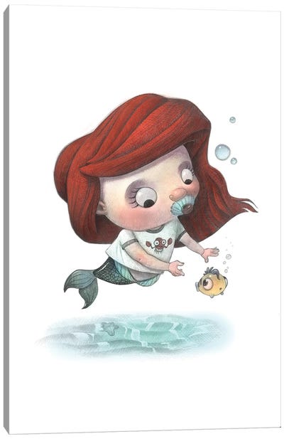 Baby Little Mermaid Canvas Art Print - The Little Mermaid