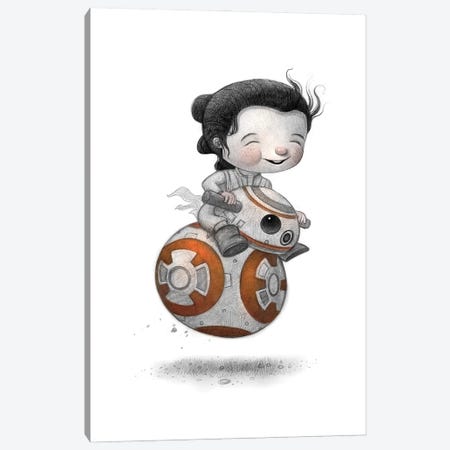 Baby Rey and BB-8 Canvas Print #WTY82} by Will Terry Canvas Wall Art