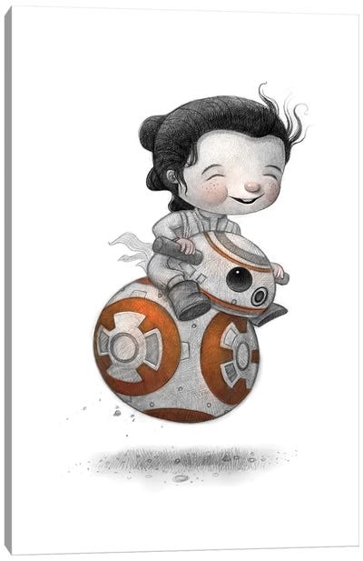Baby Rey and BB-8 Canvas Art Print - Rey