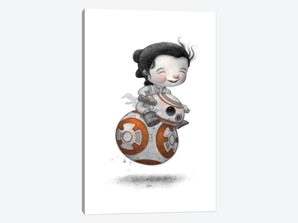 Baby Rey and BB-8 by Will Terry 1-piece Canvas Art Print