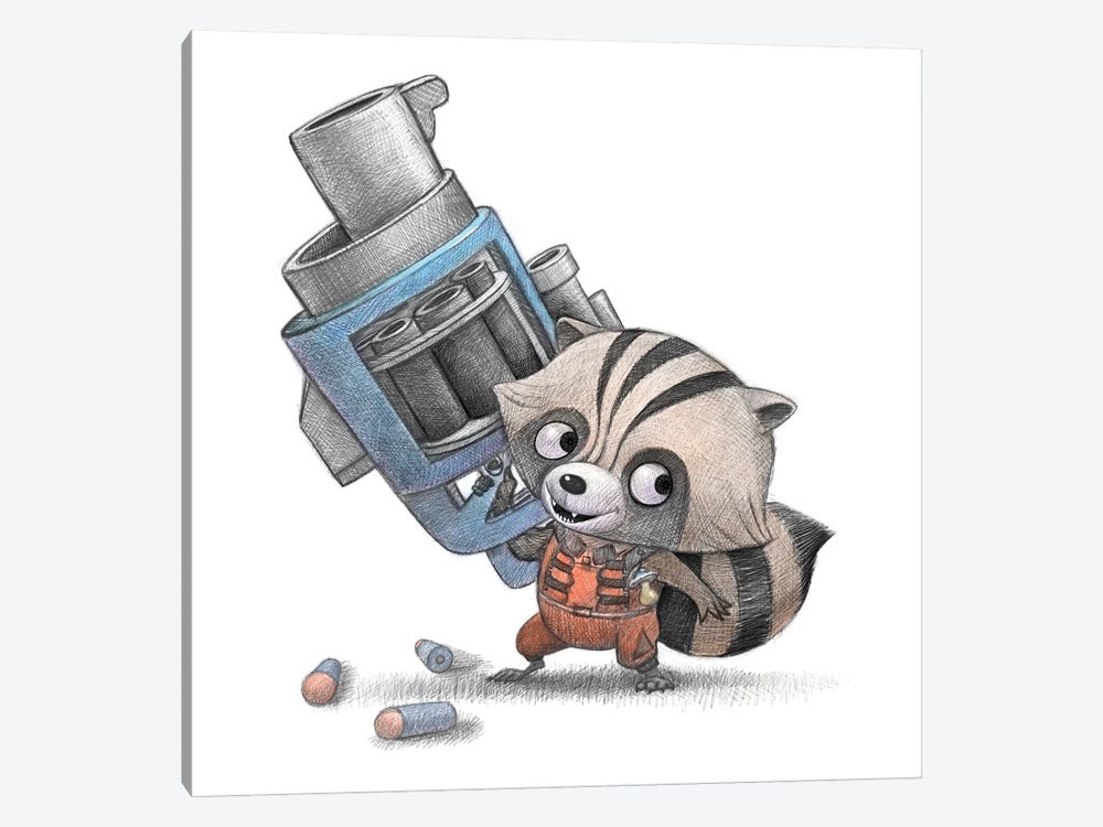 Baby Rocket Raccoon by Will Terry 1-piece Canvas Artwork