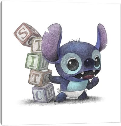 Baby Stitch Canvas Art Print - Other Animated & Comic Strip Characters