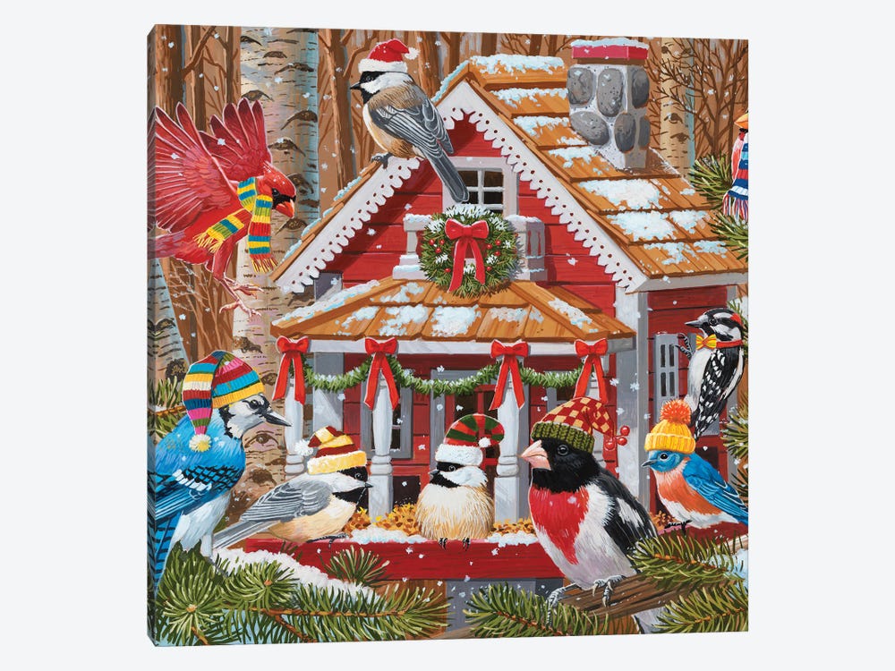 Christmas Gathering At The Birdhouse by William Vanderdasson 1-piece Canvas Art