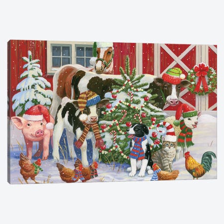 A Very Merry Barnyard Canvas Print #WVD2} by William Vanderdasson Canvas Print
