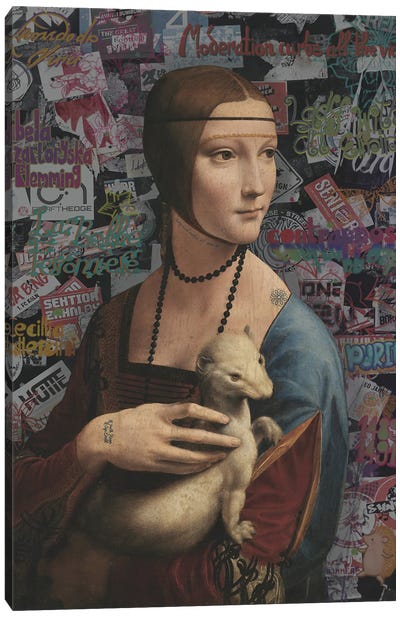 La Belle Ferroniere Canvas Art Print - Lady with An Ermine Reimagined