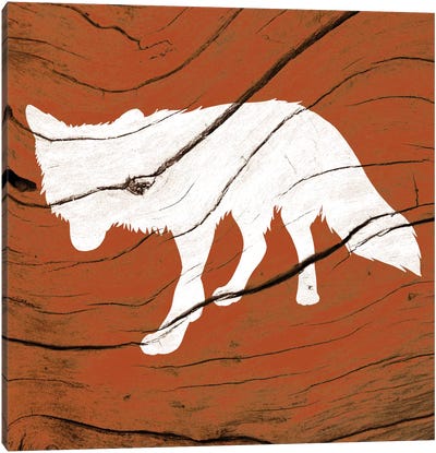 Fox Canvas Art Print - Weathered Woodblocks