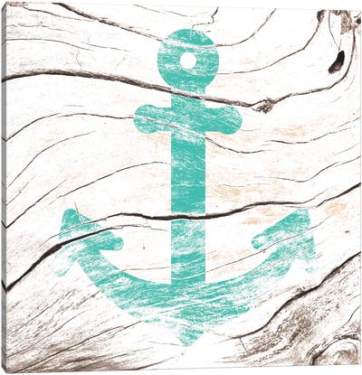 Anchor Down Canvas Art Print - Kids Nautical Art