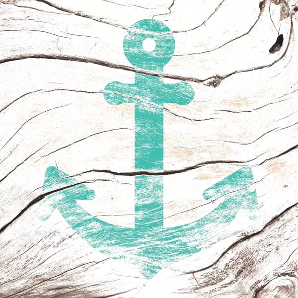 Kids Nautical Art: Anchor Down Woodblock by 5by5collective