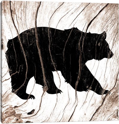 Black Bear Canvas Art Print - Weathered Woodblocks