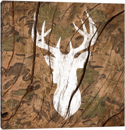 Camouflage Deer Canvas Art Print - Rustic Décor