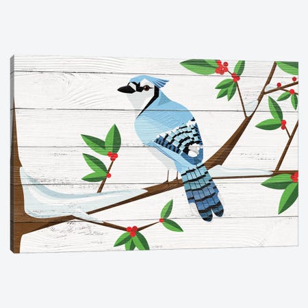 Berry Blue Jay Canvas Print #WWO2} by 5by5collective Canvas Print