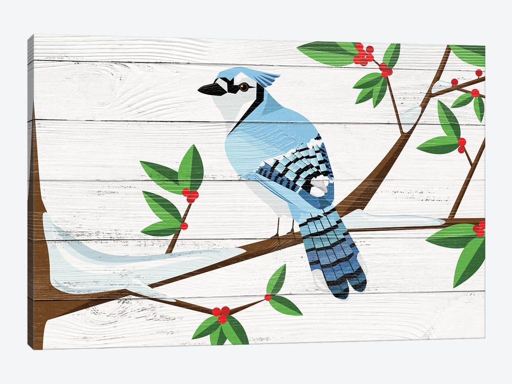 Berry Blue Jay by 5by5collective 1-piece Canvas Artwork