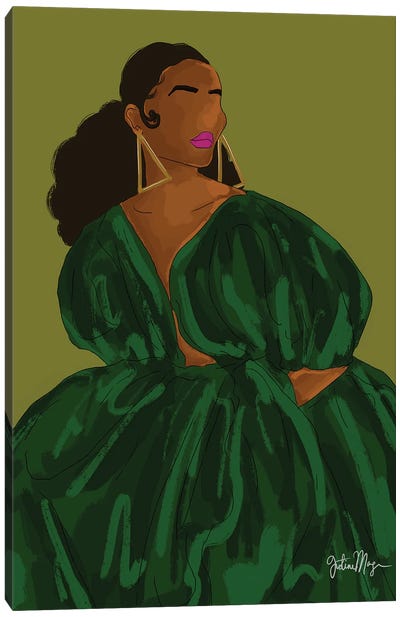 Green Canvas Art Print - #BlackGirlMagic