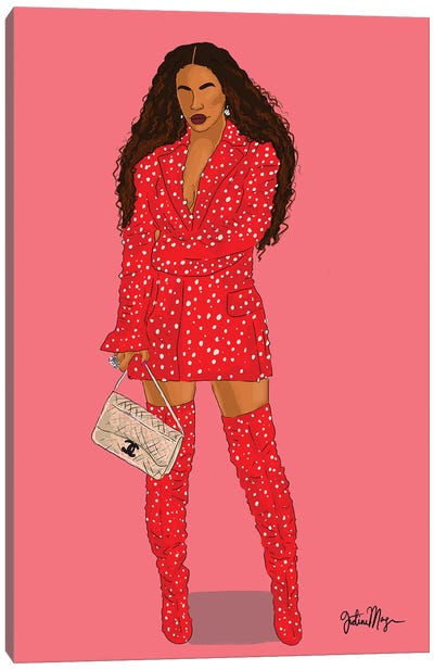 Lady In Red Canvas Art Print - Beyoncé