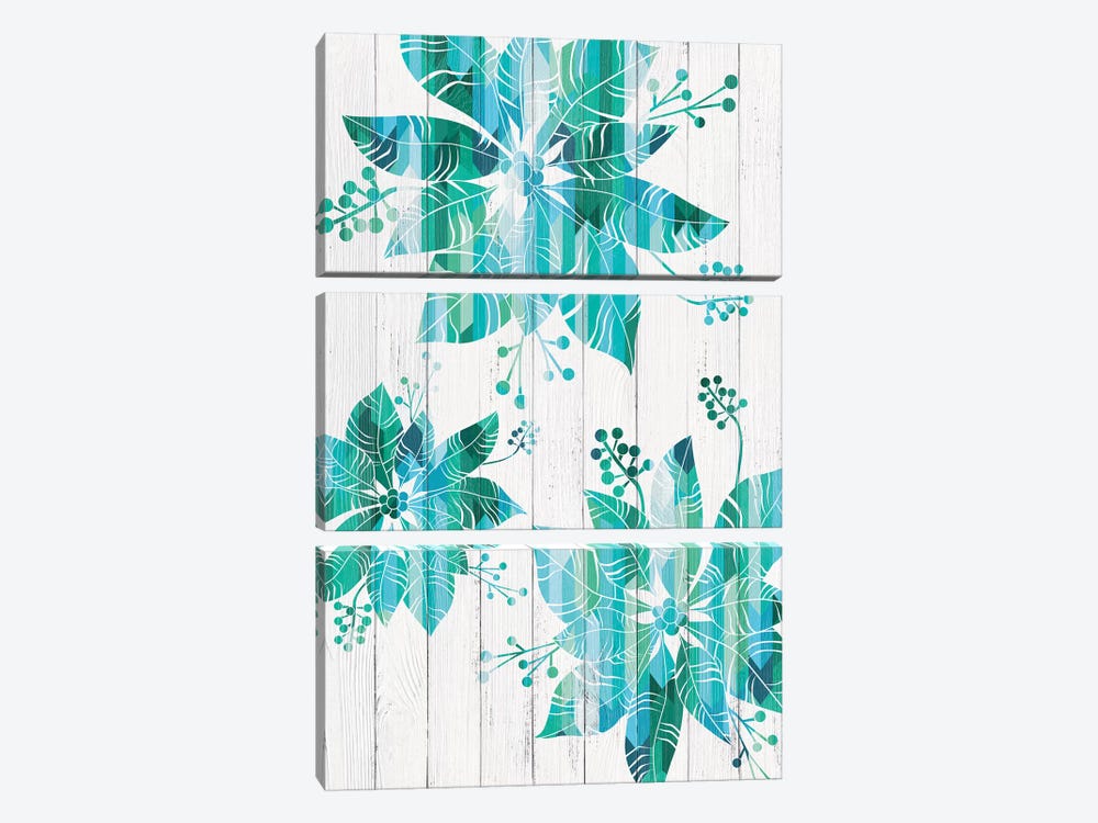 We Three Poinsettias by 5by5collective 3-piece Canvas Print