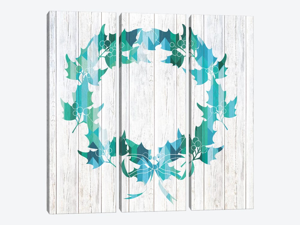 Wreath Of Holly by 5by5collective 3-piece Canvas Wall Art